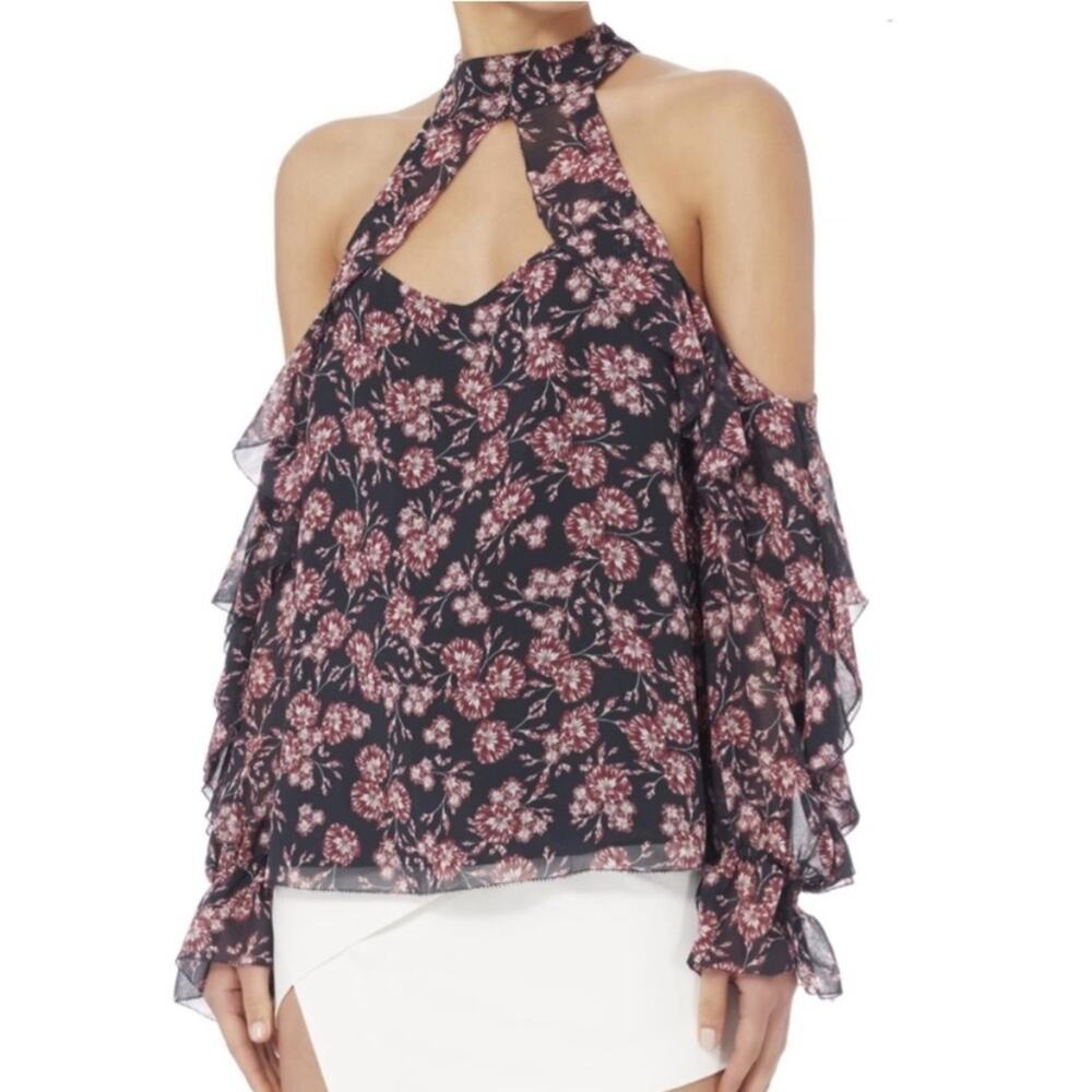 Intermix 100% Silk Floral Front Cutout Top Blouse